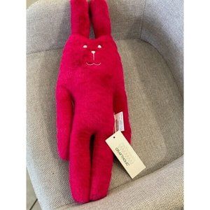 Craftholic Accent Hot Pink Bunny Rabbit Stuffed Plush Pillow 17" Embroidered NWT